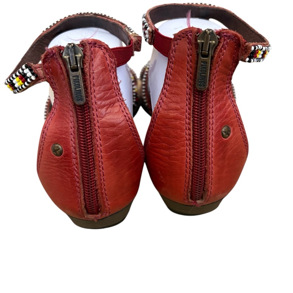Pikolinos Alcudia Red beaded leather sandals 39/8 - Picture 6 of 10